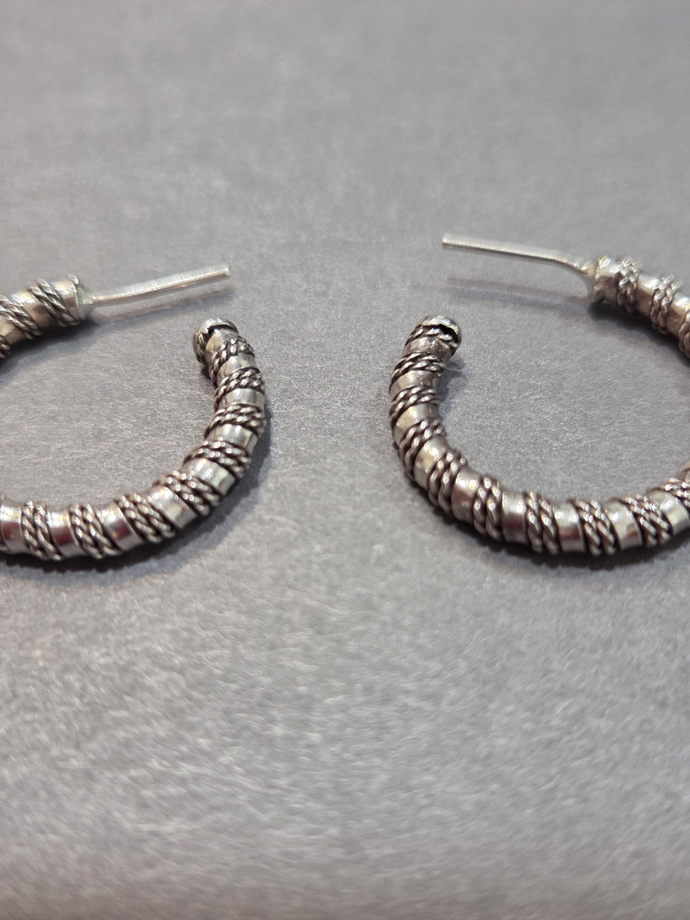 Silver Twisted Wire Hoop Earrings